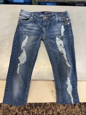 LONDONJEAN Distressed Blue Women's Jeggings with Light Rips